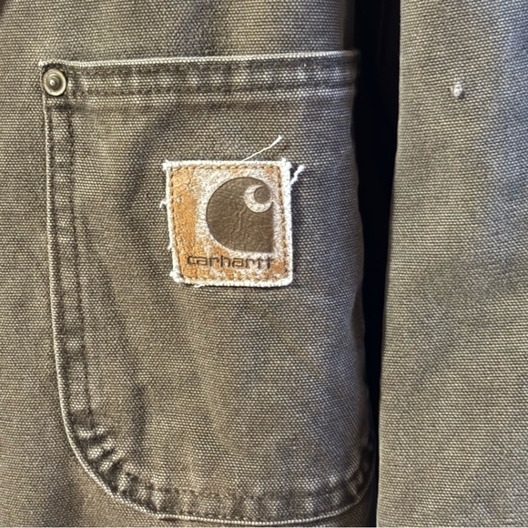 VTG Y2K Carhartt Chore Barn Coat Jacket LT Blanket Lined Canvas Workwear Brown - Picture 2 of 10